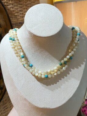Jay King Sterling Silver Mother of Pearl Turquoise Necklace